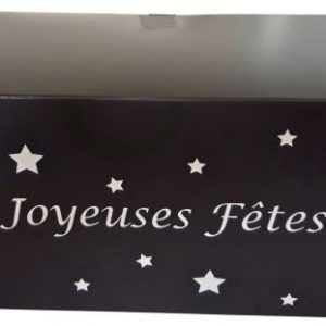 25 boites bûches noires Joyeuses Fêtes - 25 x 11 x 11 cm