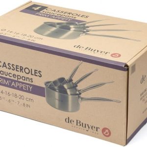 Lot de 4 casseroles inox PRIM'APPETY Ø14-16-18-20cm