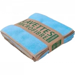 Lavette microfibre recyclée bleue 38x38 - LOT DE 5