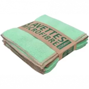 Lavette microfibre recyclée verte 38x38 - LOT DE 5